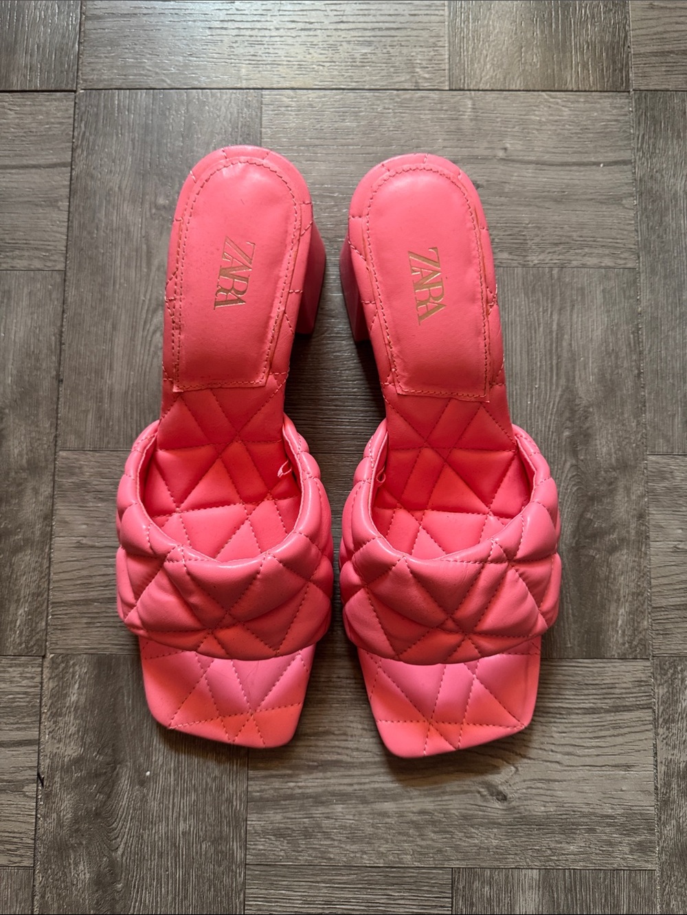 ZARA Pink Block Heel Mules